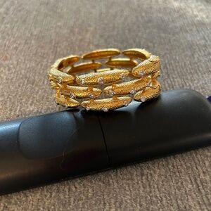 Alexis Bittar gold staggered crystal bangle bracelet
